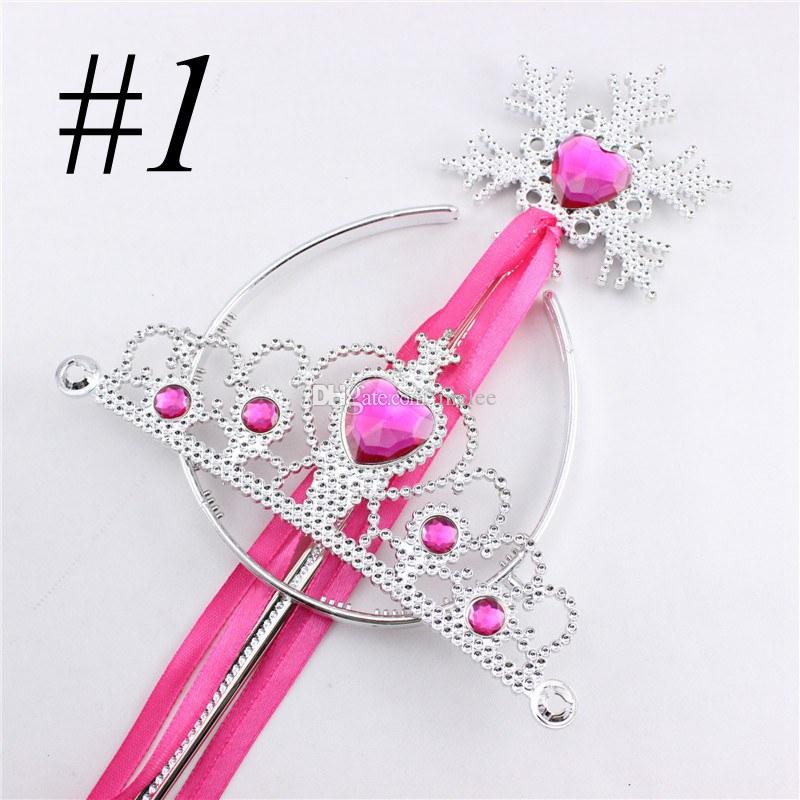 Snowflake ribbon wands crown 2pc set fairy wand girl Christmas party snowflake gem sticks magic wands headband princess crown tiara