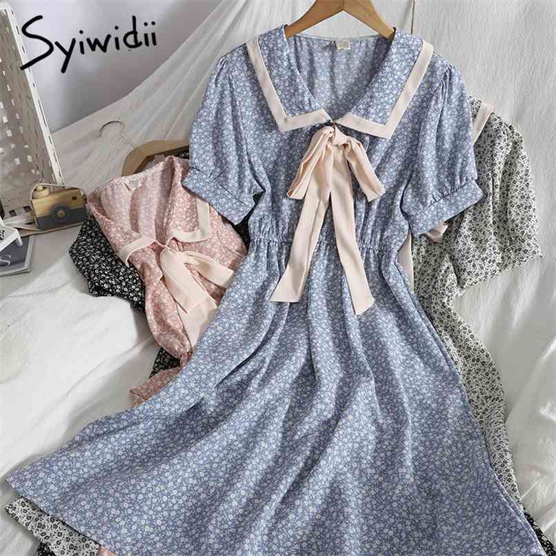 Lace Up Bow Tie Collar Woman Dress Floral Print Elastic Waist Puff Sleeve Summer Light Party Boho Dresses Yellow 210607, Blue
Lace Up Bow Tie Collar Woman Dress Floral Print Elastic Waist Puff Sleeve Summer Light Party Boho Dresses Yellow 210607, Blue