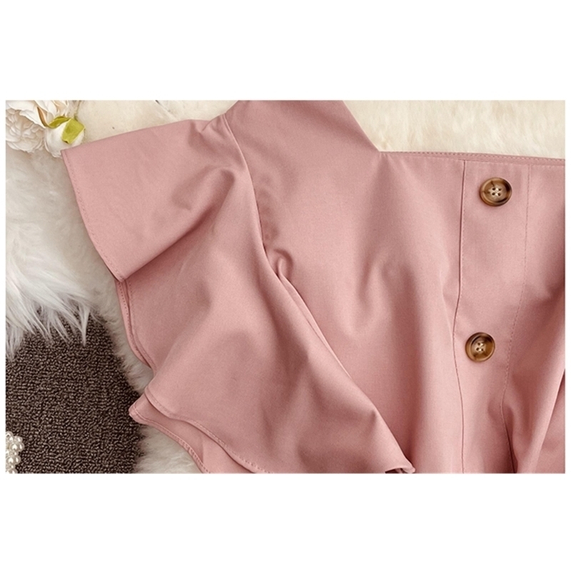 Elegant Ruffle Blouse Women Summer Casual All Match Vintage Short Sleeve Shirt Korean Chic Slim Tops Blusas 210519