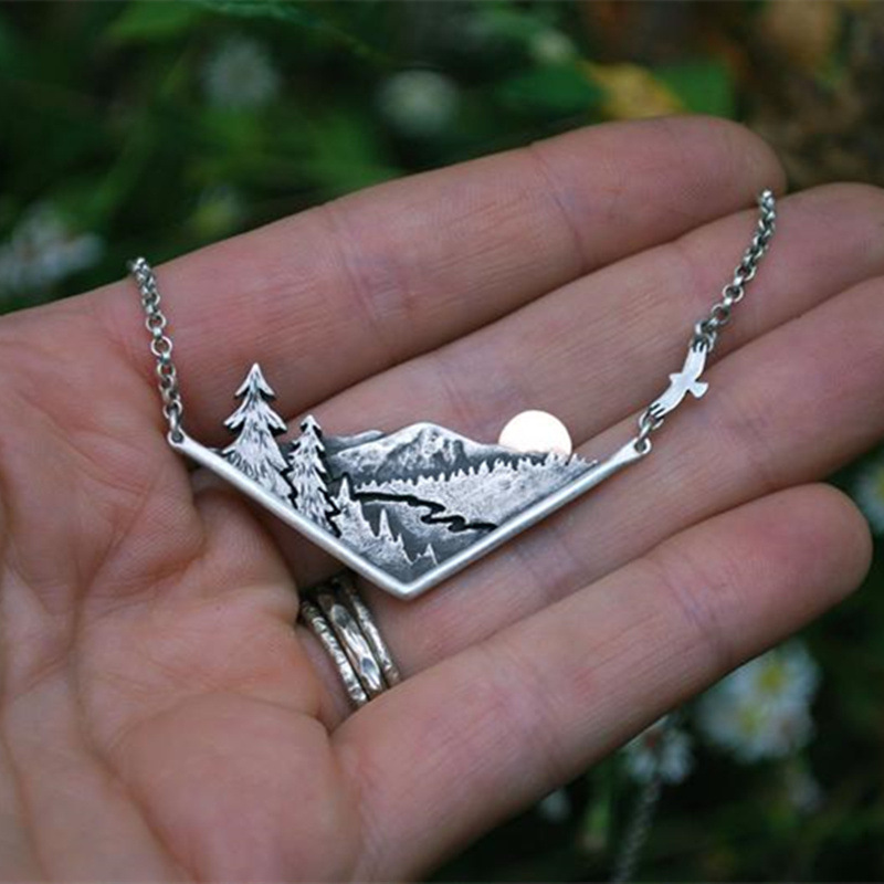 Wandering River Mountain Valley Sunset Nature Necklace Silver Plated Pendant Charm Chain Necklaces Women Female Jewelry Gifts
Wandering River Mountain Valley Sunset Nature Necklace Silver Plated Pendant Charm Chain Necklaces Women Female Jewelry Gifts
