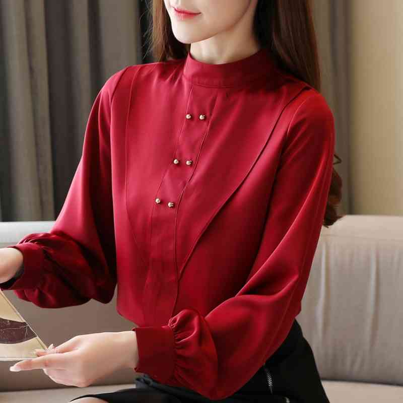 Fashion Woman Blouses Stand Collar Chiffon Blouse Shirt Women Tops Long Sleeve Blouse Women Womens Tops And Blouses C544 210602, Red
Fashion Woman Blouses Stand Collar Chiffon Blouse Shirt Women Tops Long Sleeve Blouse Women Womens Tops And Blouses C544 210602, Red