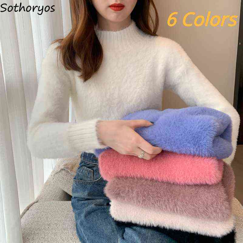 Half-turtleneck Pullovers Women Fluffy Solid Tender Sweater Soft Elegant Office Ladies Ulzzang Jumpers Plus Velvet Knitted Tops Y1110, White
Half-turtleneck Pullovers Women Fluffy Solid Tender Sweater Soft Elegant Office Ladies Ulzzang Jumpers Plus Velvet Knitted Tops Y1110, White
