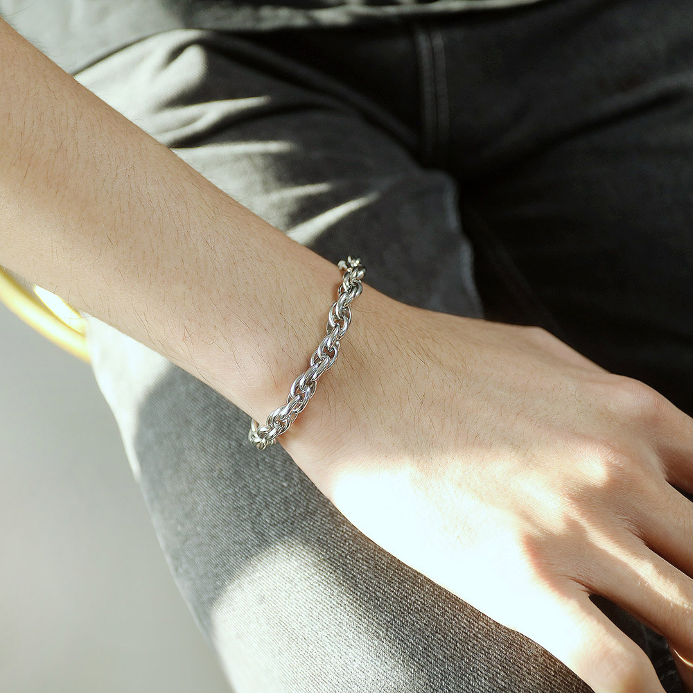 7mm/9mm (7.28''+35mm) Stainless Steel Fashion Rope Chain Bracelet Bangle for Men Women Gift