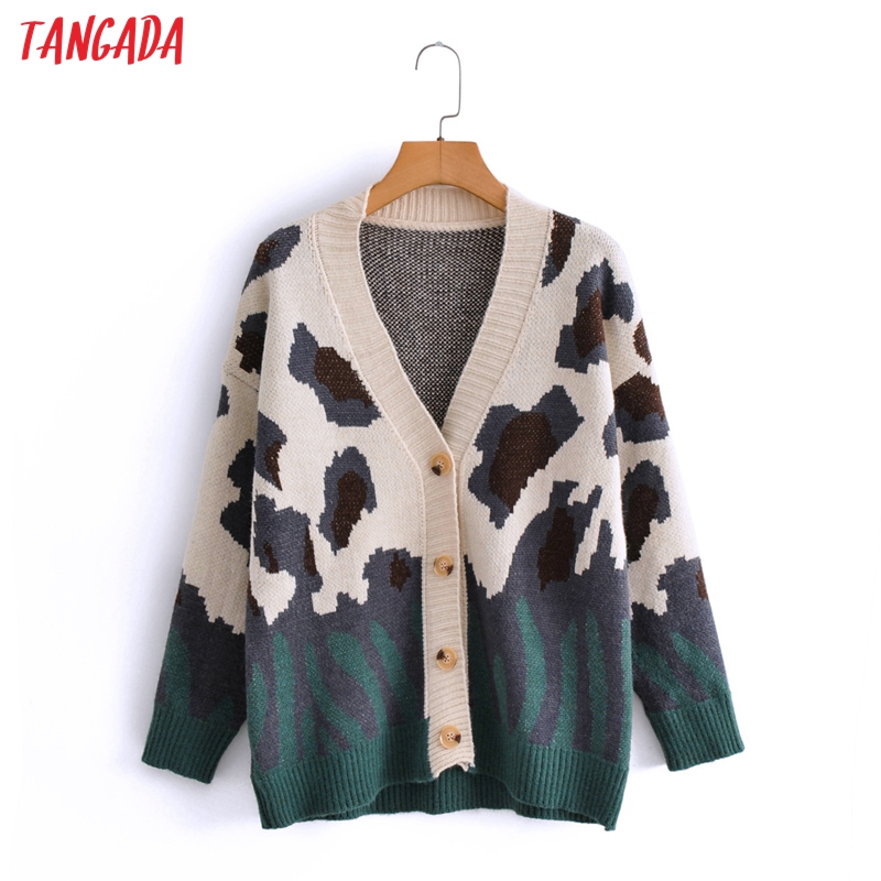 Tangada 2021 Autumn Women Green Leopard Print Knitted Cardigan Sweater Jumper Vintage Long Sleeve Button-up Female Outerwear 3A5, Multi
Tangada 2021 Autumn Women Green Leopard Print Knitted Cardigan Sweater Jumper Vintage Long Sleeve Button-up Female Outerwear 3A5, Multi