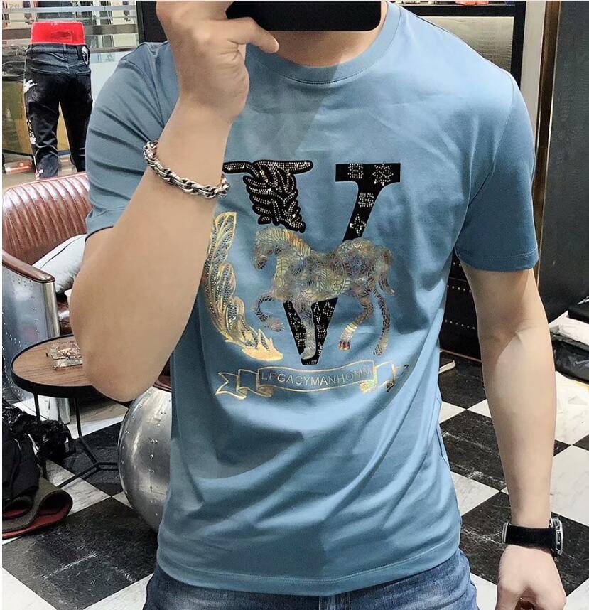 Summer 2021 men's T-shirt new trend ice silk cotton short-sleeved wild handsome hot diamond embroidery half-sleeved t-shirt, W1
Summer 2021 men's T-shirt new trend ice silk cotton short-sleeved wild handsome hot diamond embroidery half-sleeved t-shirt, W1