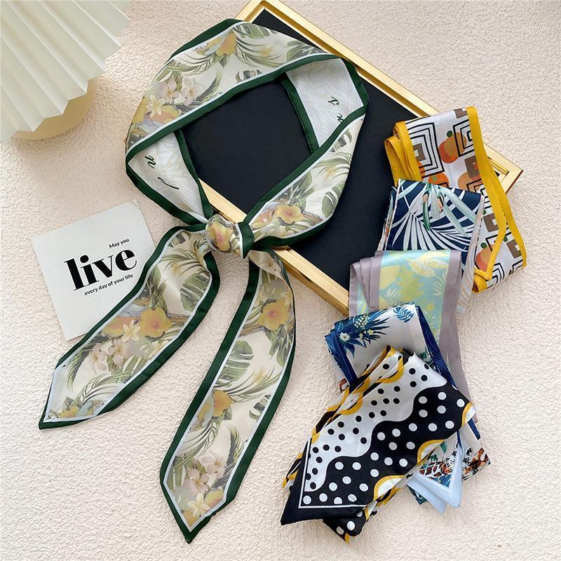 Scarves Double-sided Sharp Angle Long Skinny Hair Tie Print Small Silk Scarf Neck Fashion For Women Girls Accessories, Blue;gray
Scarves Double-sided Sharp Angle Long Skinny Hair Tie Print Small Silk Scarf Neck Fashion For Women Girls Accessories, Blue;gray
