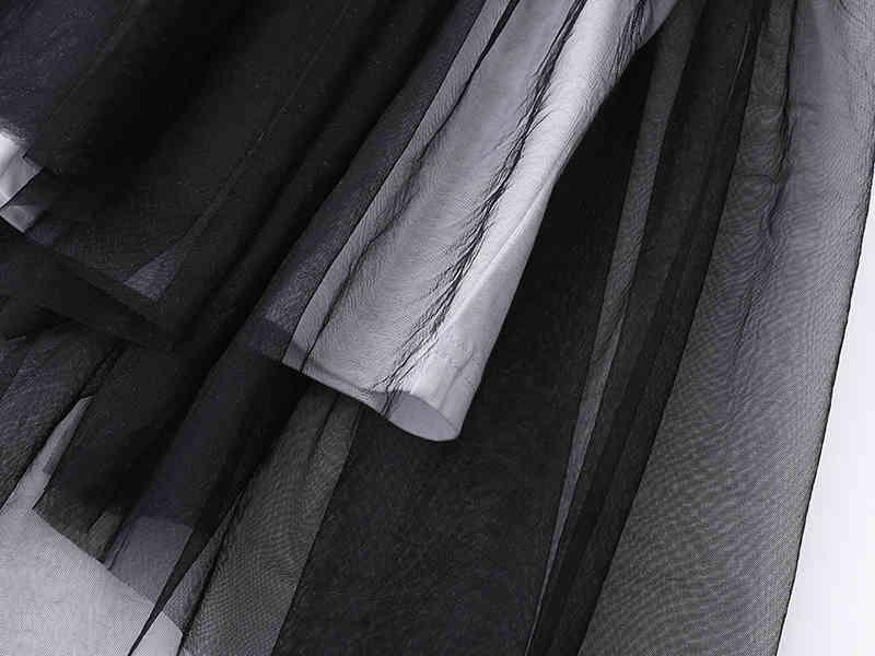 [EAM] Women White Mesh Spliced Ruffle Bow Pearls T-shirt Round Neck Short Sleeve Fashion Spring Summer 1DD7451 210512