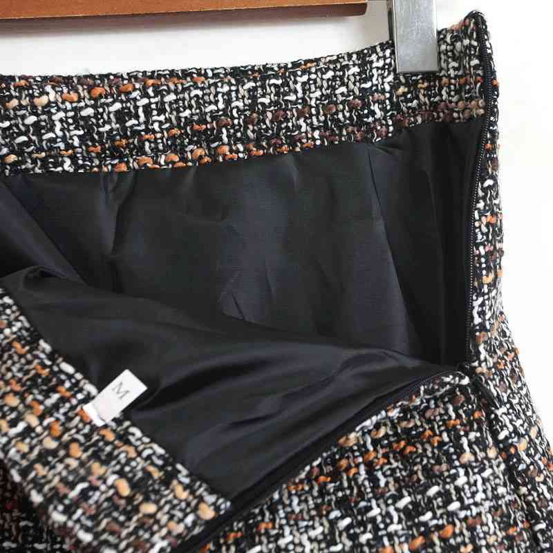 Colorfaith Spring Summer Women Woolen Mini Skirt In A Cage Vintage Plaid Tassel Skater High Waist Checkered SK5583 210619