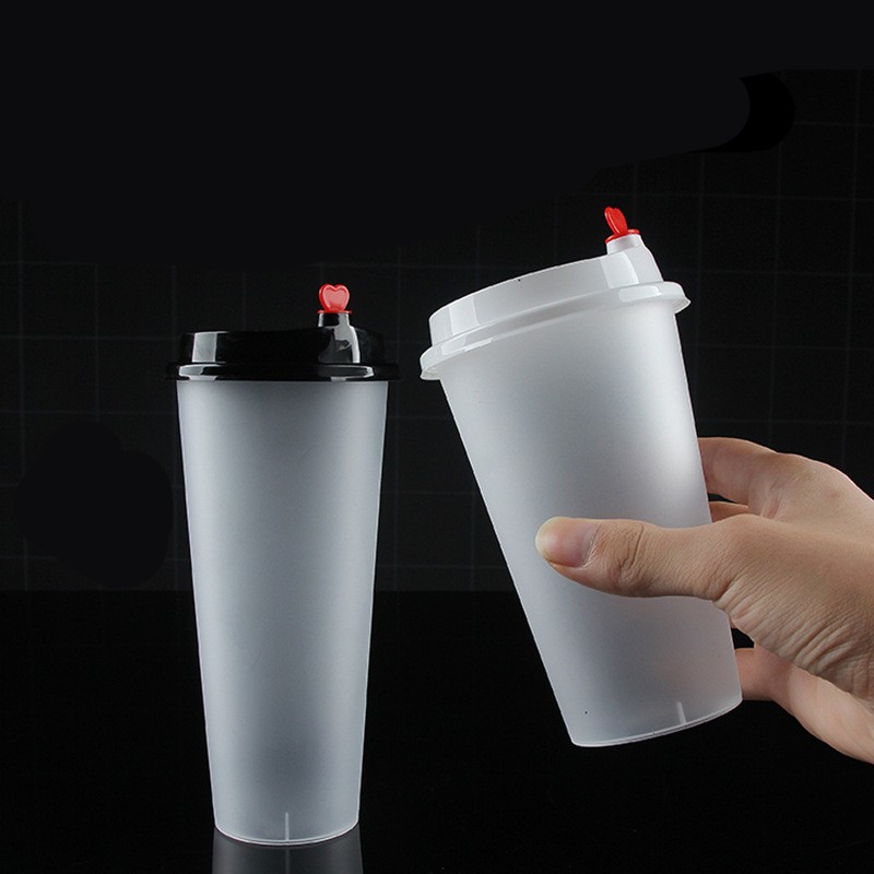 20oz Disposable Plastic Juice with Heart Lid Frosted Milk Tea Cups Food Grade PP Beverage Container Thicken Transparent Drinks Mug 1740 V2
20oz Disposable Plastic Juice with Heart Lid Frosted Milk Tea Cups Food Grade PP Beverage Container Thicken Transparent Drinks Mug 1740 V2