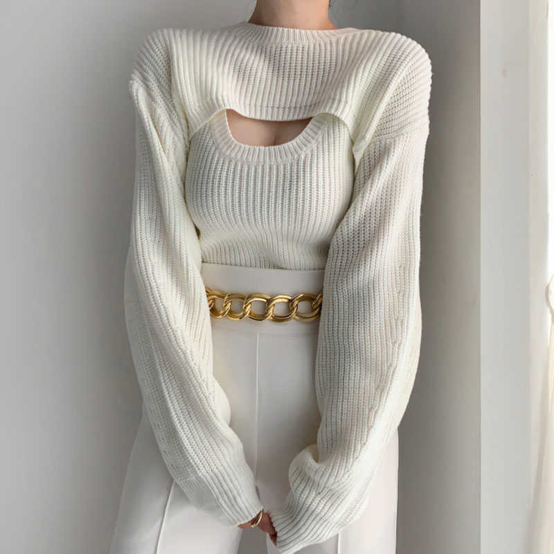 Gagaok Round Collar Long Sleeve Women Knitted Tops Korean Fashion Sweater Spring Vintage Female Pullover Drop 210914