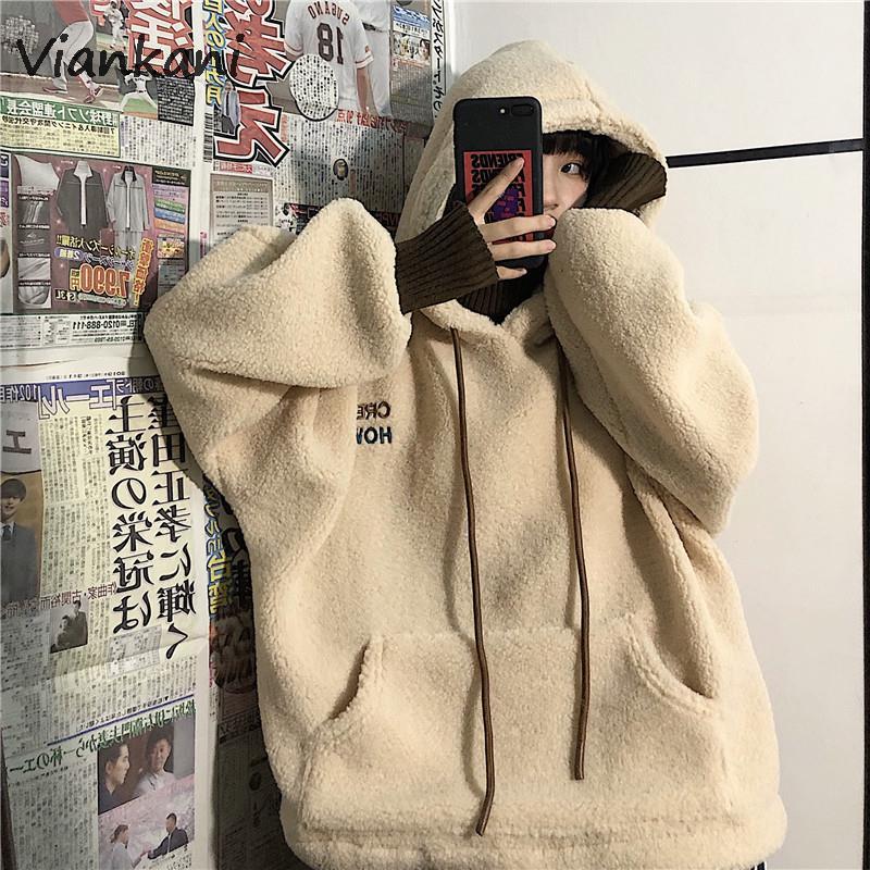 Men's Hoodies & Sweatshirts Men Lambs Wool Turtleneck Embroidery Thicker Fake 2 Piece Winter Plus Velvet Hooded Coats Couples Harajuku Outer