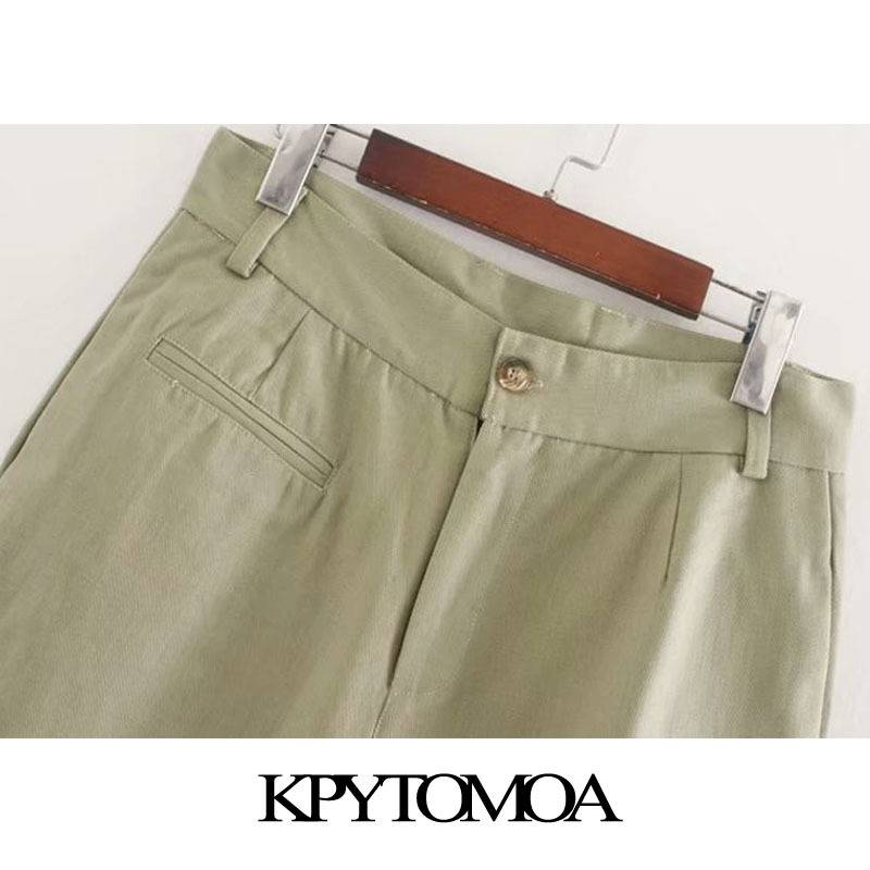 Women Chic Fashion Patchwork Straight Pants High Waist Zipper Fly Side Pockets Female Ankle Trousers Mujer 210420