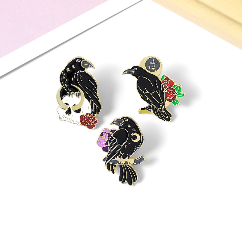 Gothic Dark Magic Brooches Creative Fashion Crow Skeleton Rose Enamel Pins Personality Unique Badges Lapel Backpack Jewelry Gift C3
Gothic Dark Magic Brooches Creative Fashion Crow Skeleton Rose Enamel Pins Personality Unique Badges Lapel Backpack Jewelry Gift C3