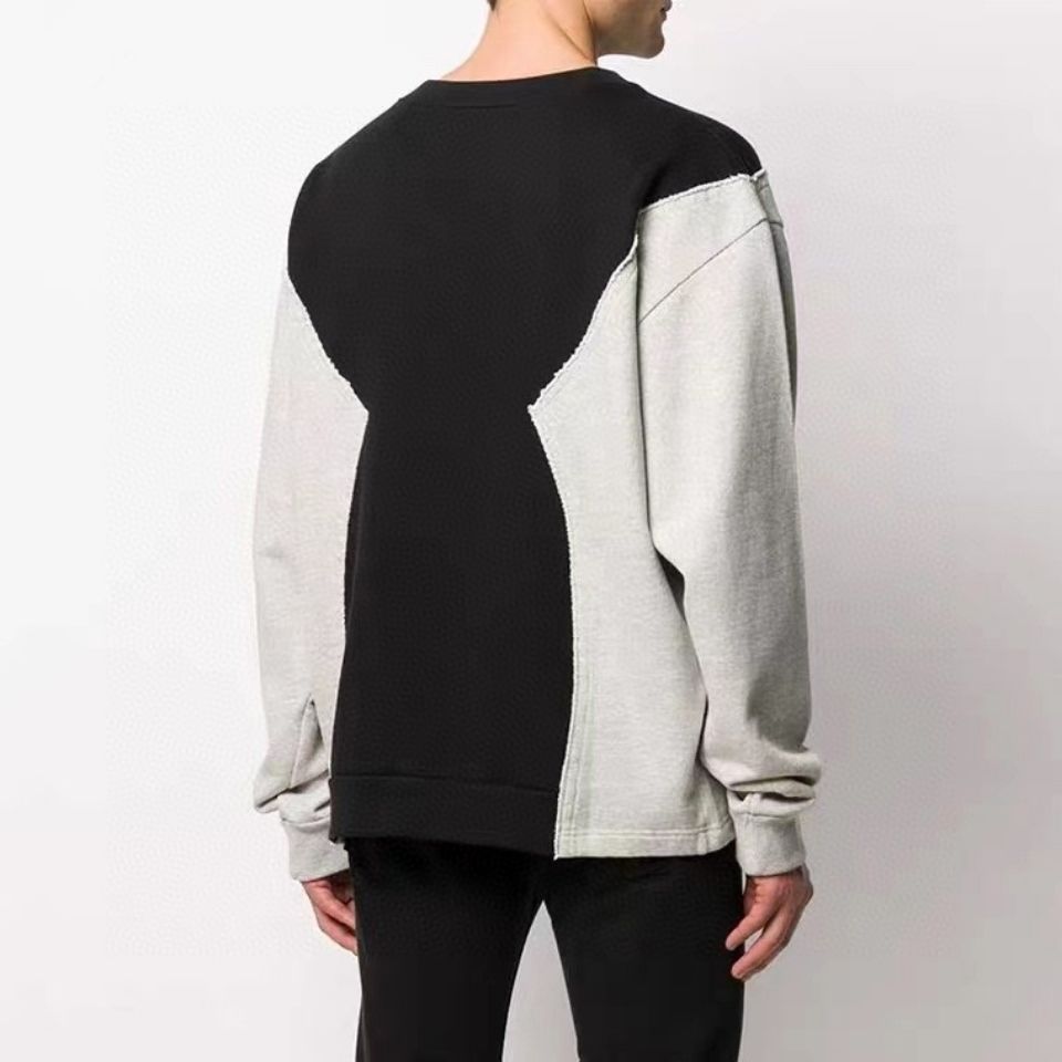 Men' and Women' Sweater Maison Black and Gray Stitching Cotton High Street Round Neck Pullover Leisures Hoodies, White
Men' and Women' Sweater Maison Black and Gray Stitching Cotton High Street Round Neck Pullover Leisures Hoodies, White