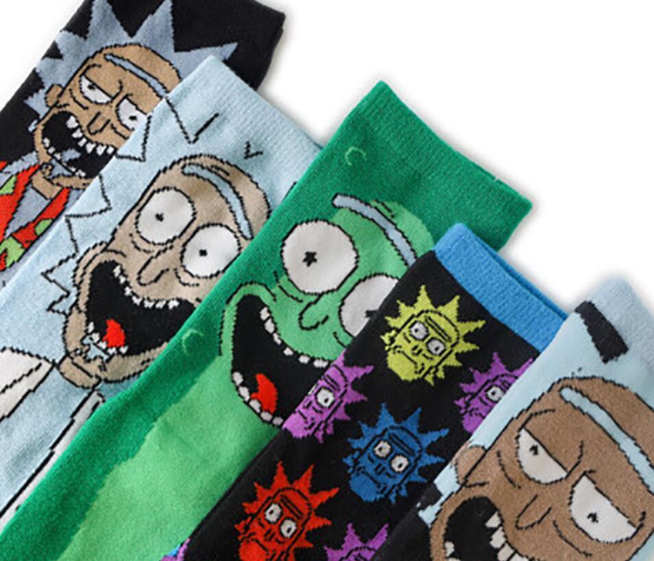 New fashion men's and women's silk socks anime pattern casual street all-match cotton soft