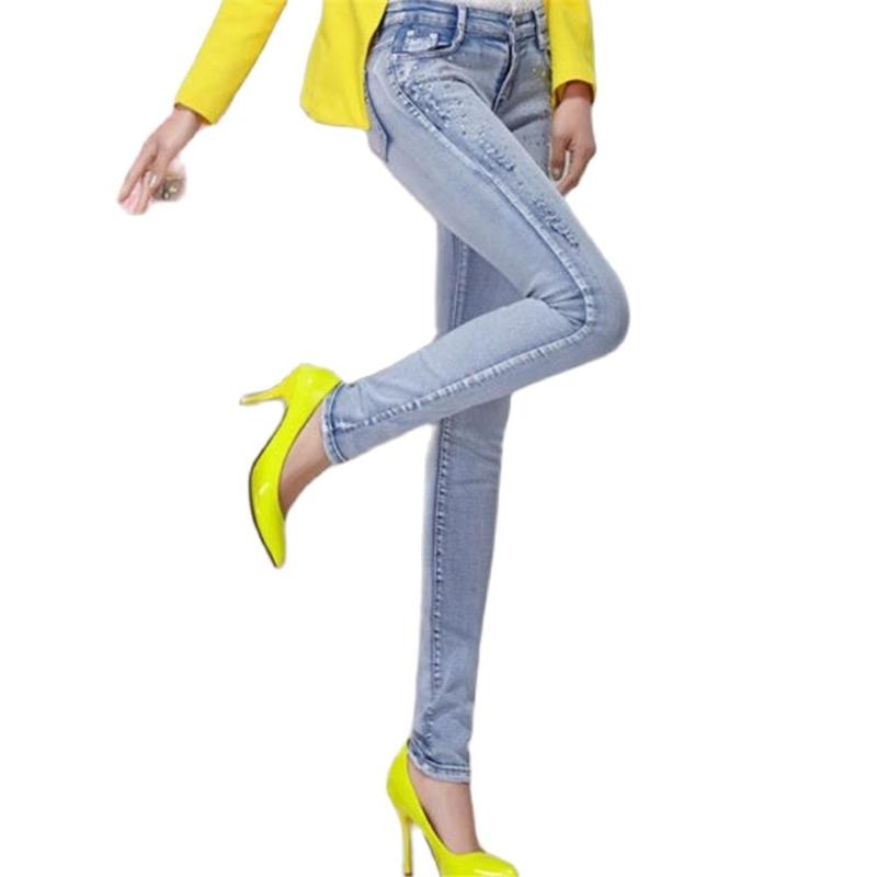 Women's Jeans High Waist Elastic Plus Size Stretch Female Washed Denim Skinny Pencil Pants, Blue
Women's Jeans High Waist Elastic Plus Size Stretch Female Washed Denim Skinny Pencil Pants, Blue