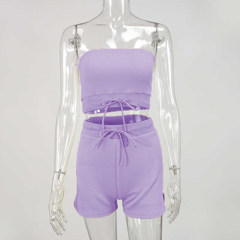 Colysmo Purple Loungewear Set Sexy Two Pieces Summer Outfits For Women Casual Outfit 2 Piece Tight Short s Blue Pink 210527