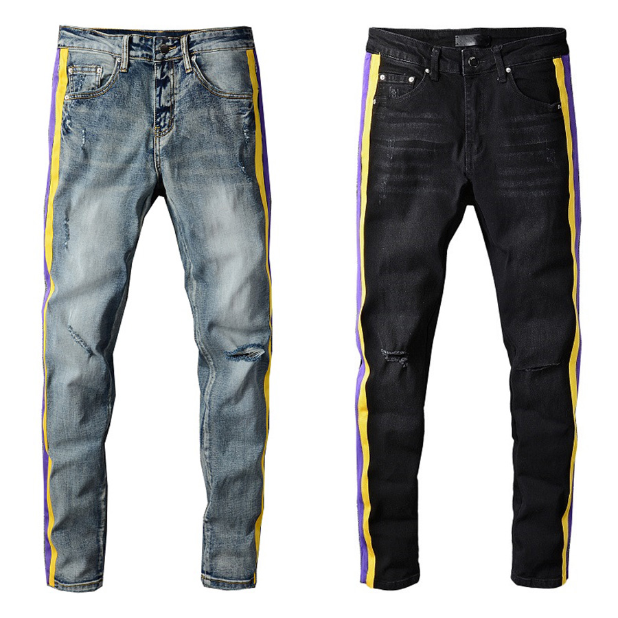 21SS Mens Jeans Designer American Pop Stripe Innovative High quality Men s Ripped Stretch Denim Pants Slim Fit Hip Top Fashion Motorcycle pant, Black
21SS Mens Jeans Designer American Pop Stripe Innovative High quality Men s Ripped Stretch Denim Pants Slim Fit Hip Top Fashion Motorcycle pant, Black