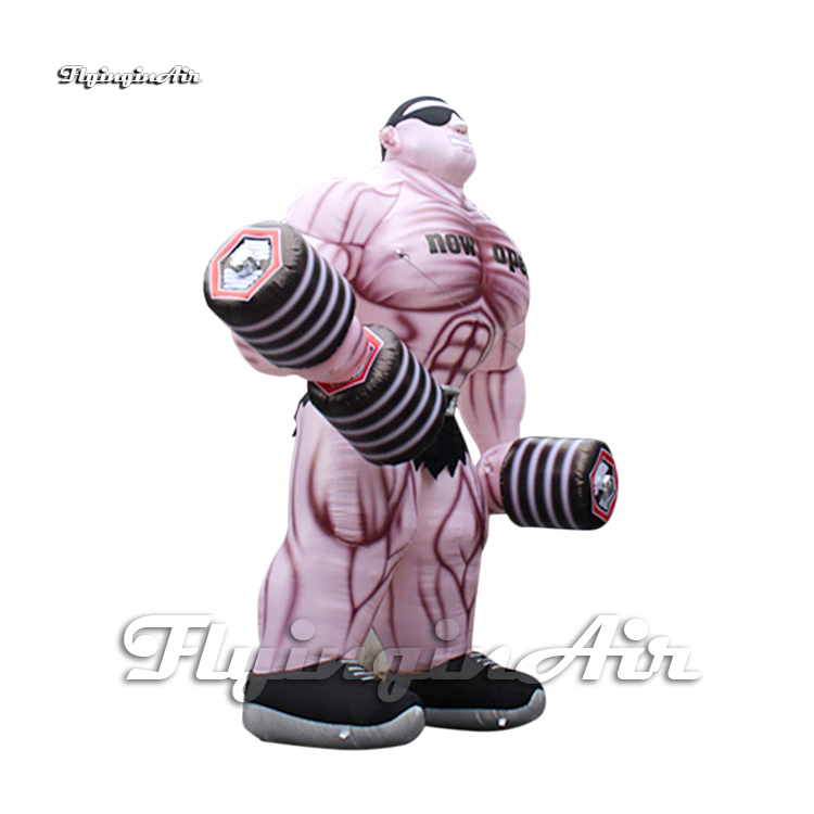 Outdoor Simulation Character Model 3m/6m Height Giant Inflatable Fitness Muscular Man Holding Dumbbells For Advertising Show And GYM Decoration