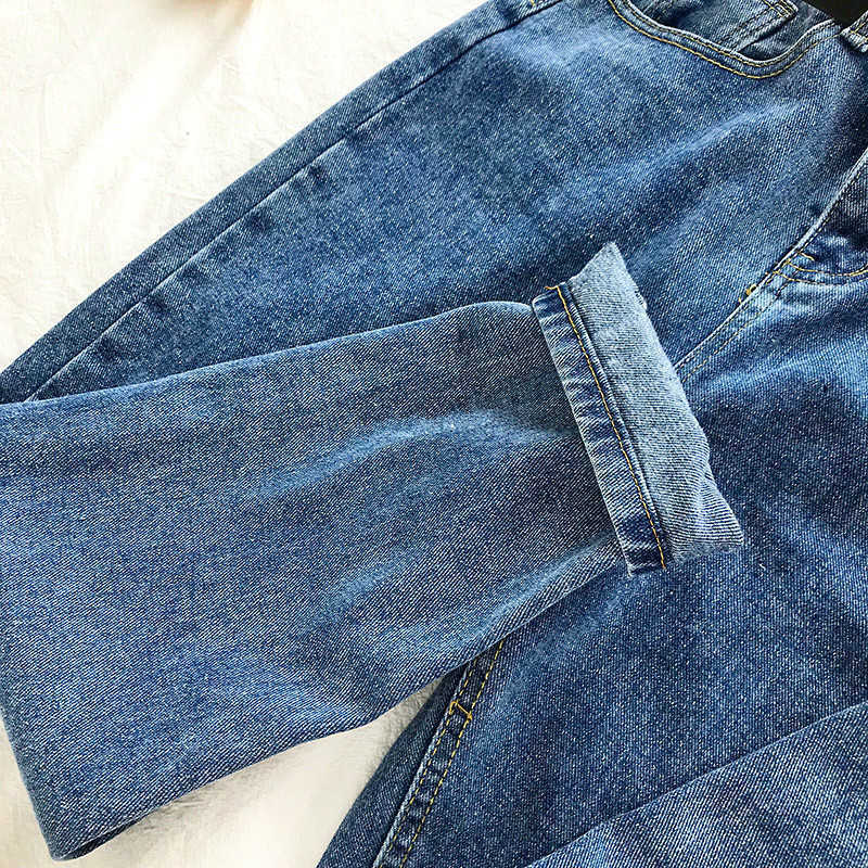 Korean High Waist Jeans Women Solid Belt Harem Pants Loose Casual Plus Size Street Denim Trousers Pantalon Femme With 210922