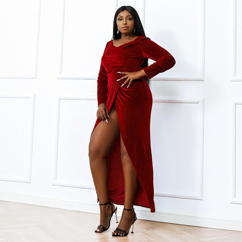 Plus Size Dresses Spring Autumn Elegant Velvet Sexy Crossover V Neck High Waist Drape Long Sleeve Split Maxi Dress Party Vestidos, Black
Plus Size Dresses Spring Autumn Elegant Velvet Sexy Crossover V Neck High Waist Drape Long Sleeve Split Maxi Dress Party Vestidos, Black