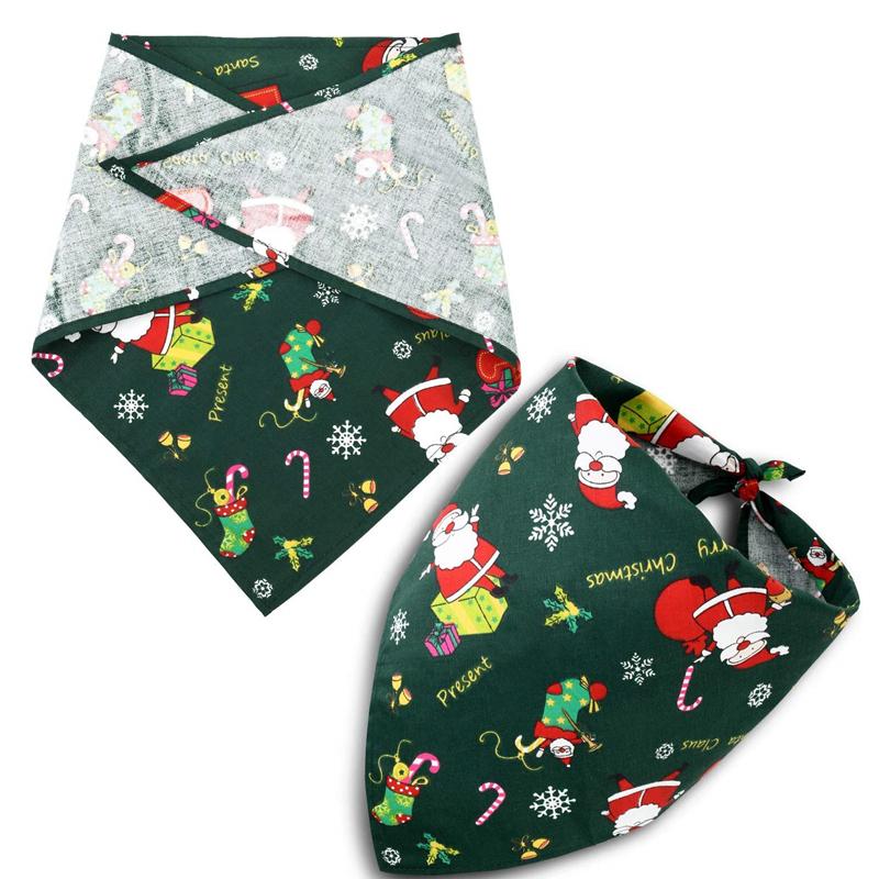 Dog Collars & Leashes Christmas Pet Collar Costume Scarf Bandana Santa Claus Printed Neck Bandage Bibs Dressing Accessories