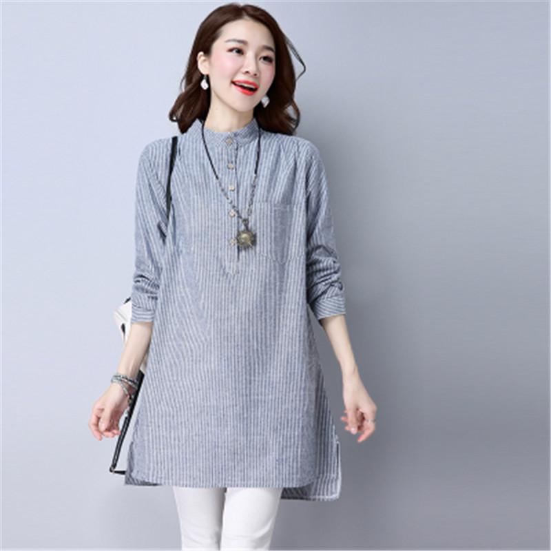 Women's Blouses & Shirts 2022 Women Blouse Tops Stripe Long Shirt Cotton Linen Stand Collar Spring Autumn Casual Loose Blusas Femme PZ1494, White
Women's Blouses & Shirts 2022 Women Blouse Tops Stripe Long Shirt Cotton Linen Stand Collar Spring Autumn Casual Loose Blusas Femme PZ1494, White