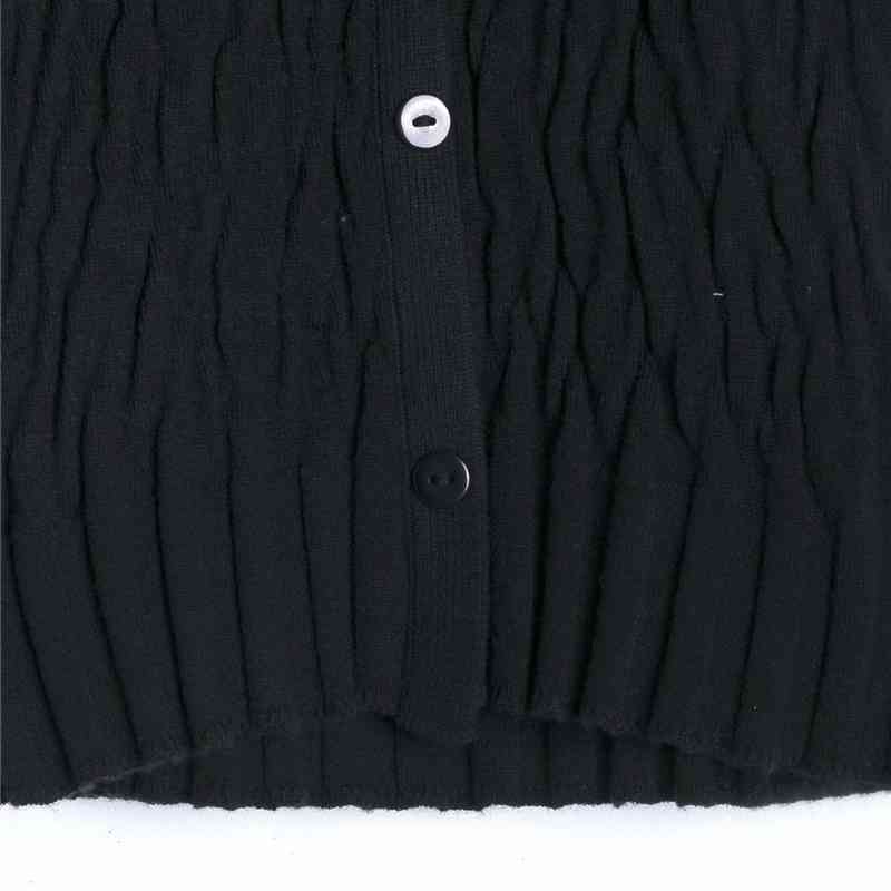 Elegant Women Knitted Patchwork Shirts Fashion Ladies Stand Collar Cotton Tops Streetwear Female Chic Ruffles Blouses 210430