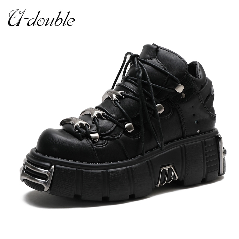 U-DOUBLE Brand Punk Style Women Shoes Lace-up heel height 6CM Platform Shoes Woman Gothic Ankle Boots Metal Decor Woman Sneakers 211021, Black
U-DOUBLE Brand Punk Style Women Shoes Lace-up heel height 6CM Platform Shoes Woman Gothic Ankle Boots Metal Decor Woman Sneakers 211021, Black