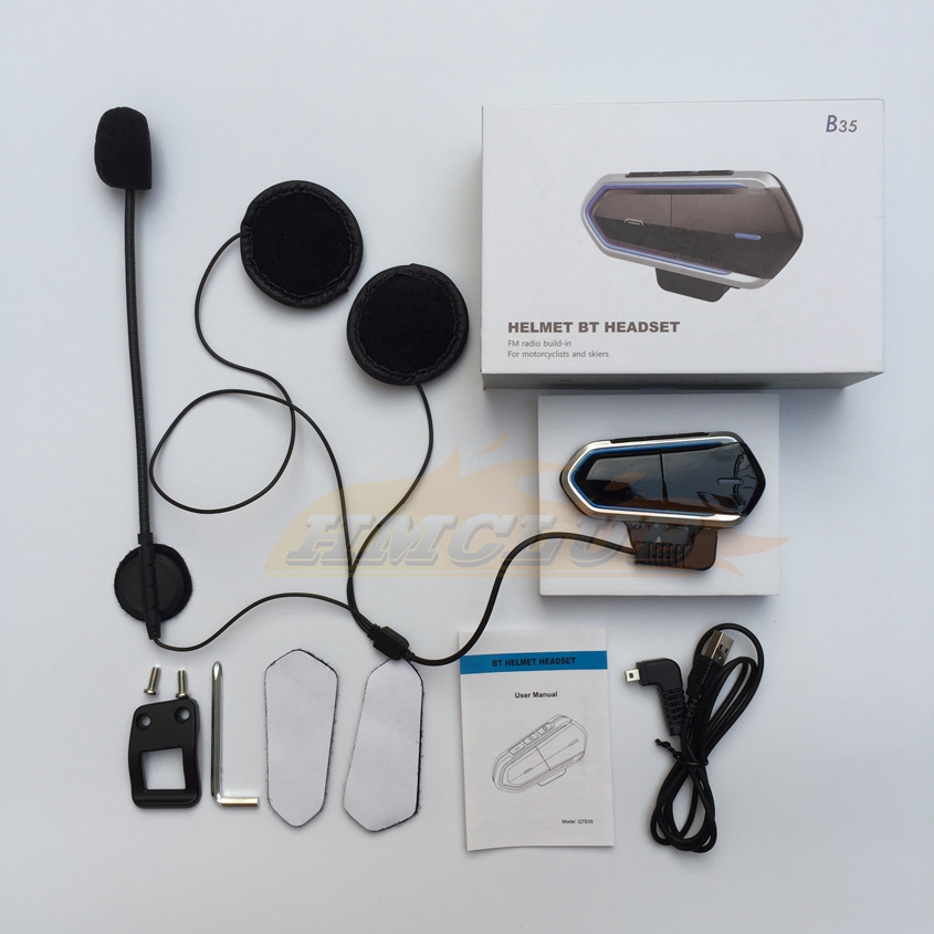 Motorcycle Intercom Helmet Wireless Bluetooth Headset Riding Handsfree Long Standby FM Radio Stereo MP3 Earphone Waterproof Interphone Headsets Music 