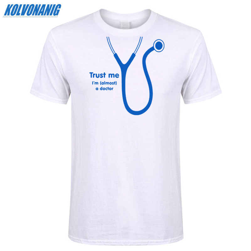KOLVONANIG Summer Trust Me I'm Almost A Doctor Funny Print T Shirt Men Short Sleeve Cotton O-Neck T-Shirts Plus Size Tees 210319