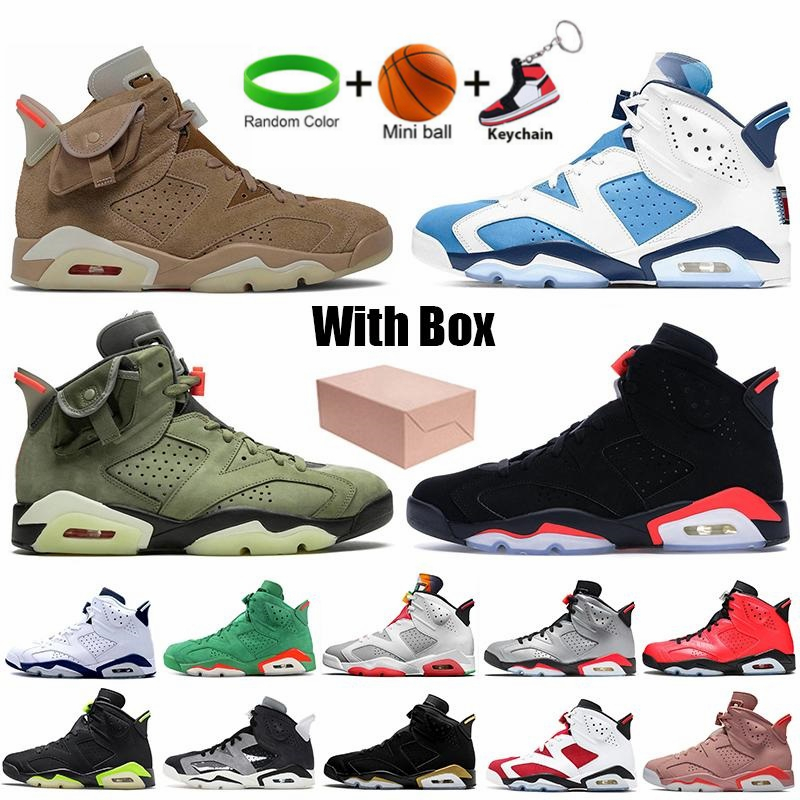 

AJ6 Air Jordan 6 Mens Basketball Shoes Jorden Retro 6s Jumpman Sneakers UNC British Khaki University Blue Electric Green Womens Sports Train, 23