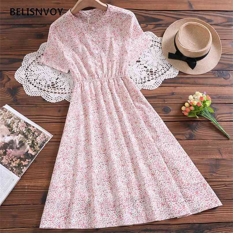 Mori Girl Summer Women Sweet Midi Dress Stand Collar Floral Printed Elegant Party Short Sleeve Korean Chic Chiffon es 210520, Pink
Mori Girl Summer Women Sweet Midi Dress Stand Collar Floral Printed Elegant Party Short Sleeve Korean Chic Chiffon es 210520, Pink