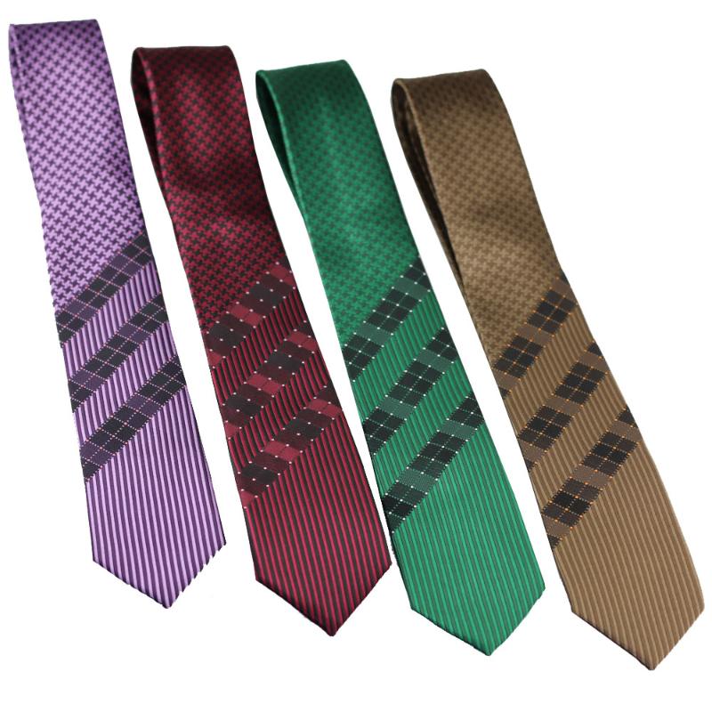Neck Ties Coachella Panel Stripe Necktie Microfiber Fashion Skinny Tie 6cm