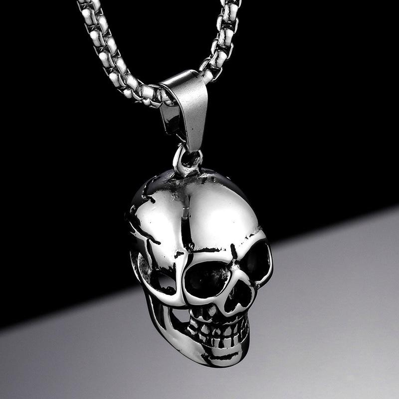 Pendant Necklaces Hip Hop Statement Jewelry Punk Stainless Steel Skull Necklace For Men Women Rock Halloween Gift Collar Dropship