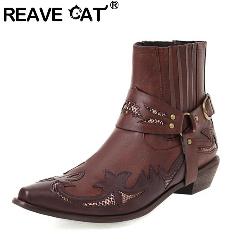 Boots REAVE CAT 2021 Knight Ankle Lace Up Cowboy Appliques Embroider Short Plush Belt Buckle Thick Heel US17 Black Brown A4425
Boots REAVE CAT 2021 Knight Ankle Lace Up Cowboy Appliques Embroider Short Plush Belt Buckle Thick Heel US17 Black Brown A4425