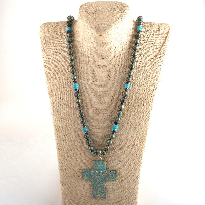 Pendant Necklaces MD Fashion Beaded Jewelry 10mm CCB Bead Long Knotted Metal Blue Cross For Women
Pendant Necklaces MD Fashion Beaded Jewelry 10mm CCB Bead Long Knotted Metal Blue Cross For Women