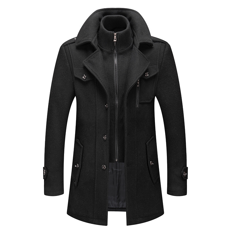 Autumn winter business wool coat men's fashion double collar cold-resistant woolen cloth black gray overcoat
Autumn winter business wool coat men's fashion double collar cold-resistant woolen cloth black gray overcoat