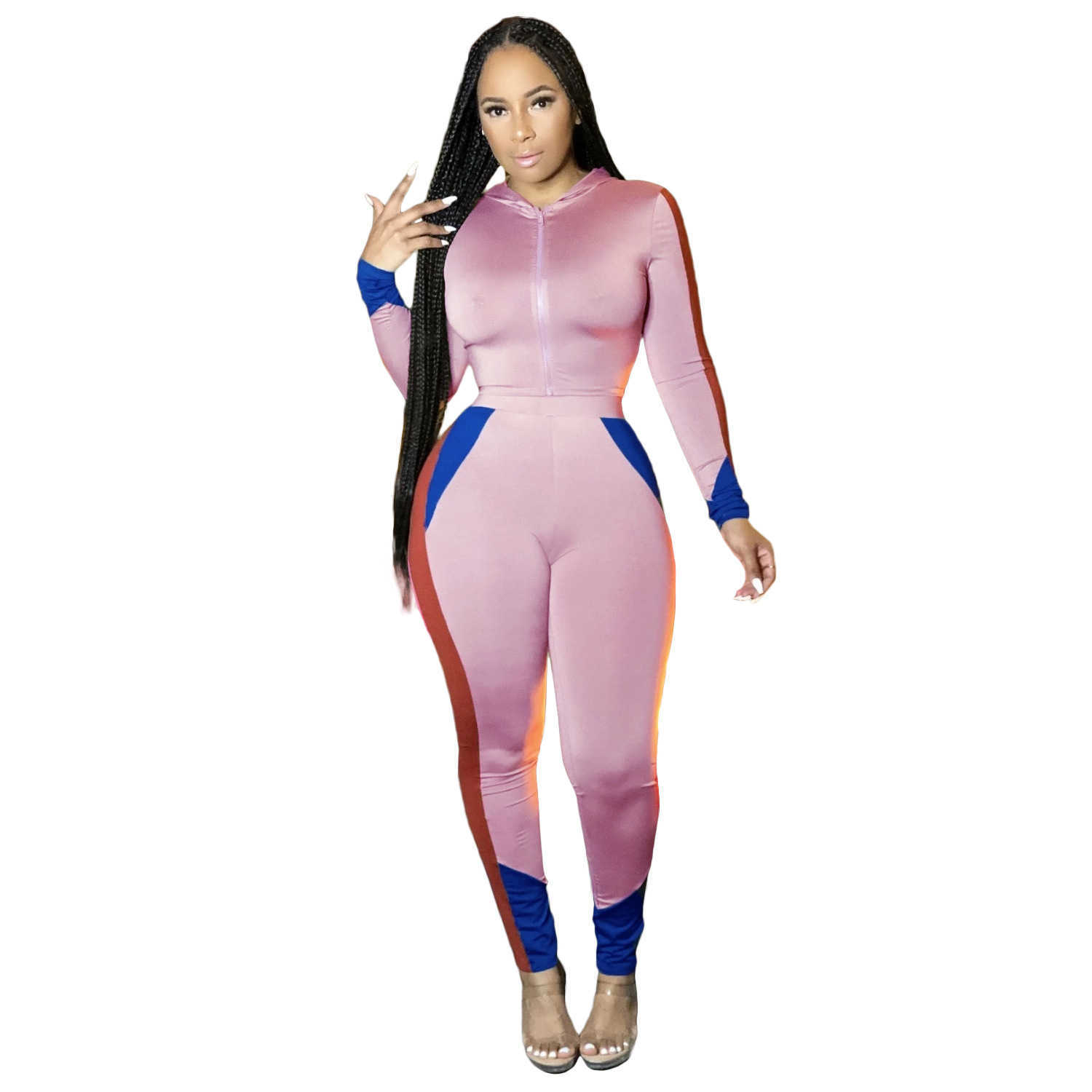 Women's Two Piece Pants Designers Women Clothes pants 2023 fashion tight splicing two piece set leisure sports suit hooded suit