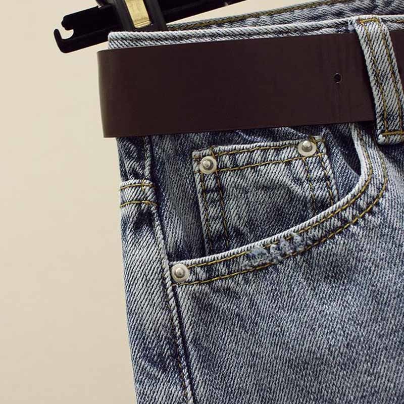 Women Hole Cotton Pantalon Fashion Clothing Style Loose High Waist Jeans Woman Autumn Denim Trousers 10829 210518