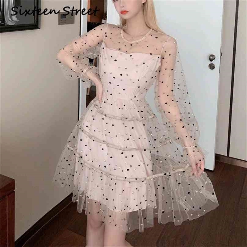 Apricot Mesh embroidery Dress Woman O-neck Lantern Sleeve high waist casual street party bodycon dress female autumn 210603
Apricot Mesh embroidery Dress Woman O-neck Lantern Sleeve high waist casual street party bodycon dress female autumn 210603