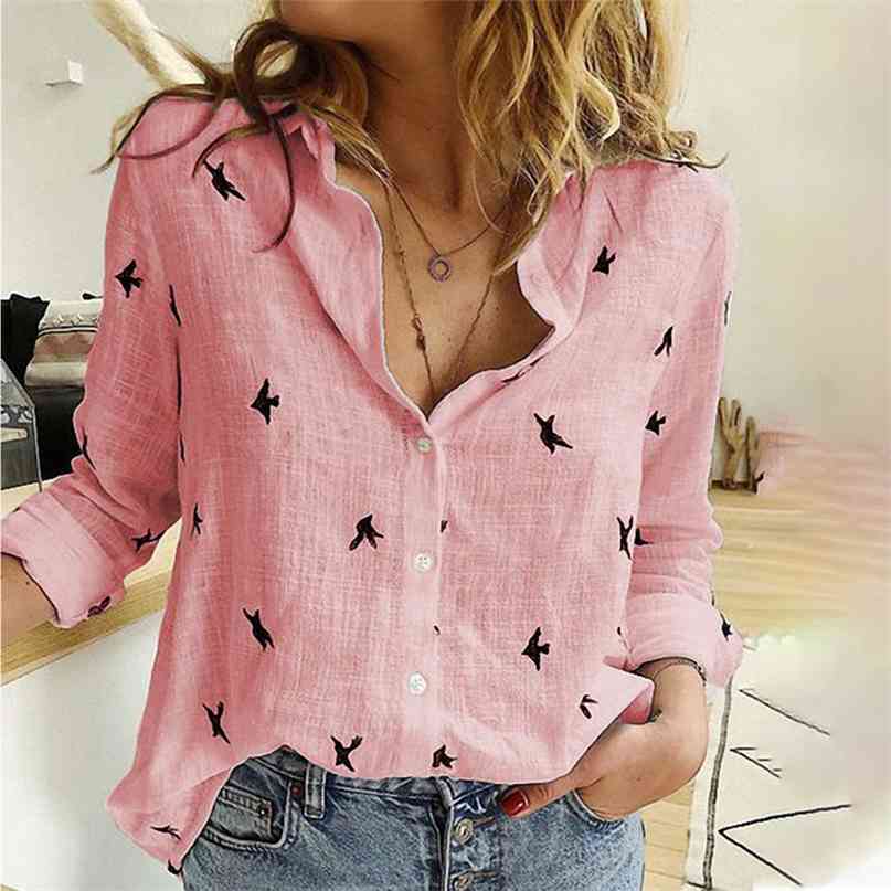 Women' Birds Print Shirts 35% Cotton Long Sleeve Female Tops Spring Summer Loose Casual Office Ladies Shirt Plus Size 5XL 210607, Blue
Women' Birds Print Shirts 35% Cotton Long Sleeve Female Tops Spring Summer Loose Casual Office Ladies Shirt Plus Size 5XL 210607, Blue
