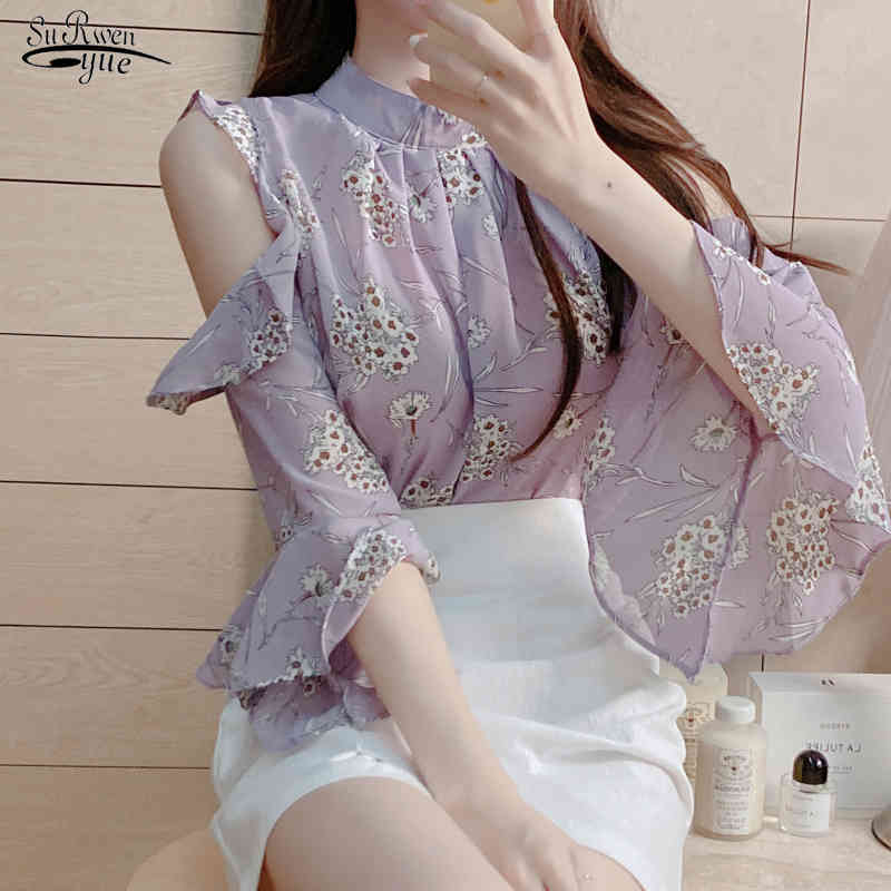 Korean Style Design Purple Black Chiffon Floral Printed Sexy Open Off Shoulder Top Blouse Shirts Women Tops 14301 210521, Lavender
Korean Style Design Purple Black Chiffon Floral Printed Sexy Open Off Shoulder Top Blouse Shirts Women Tops 14301 210521, Lavender