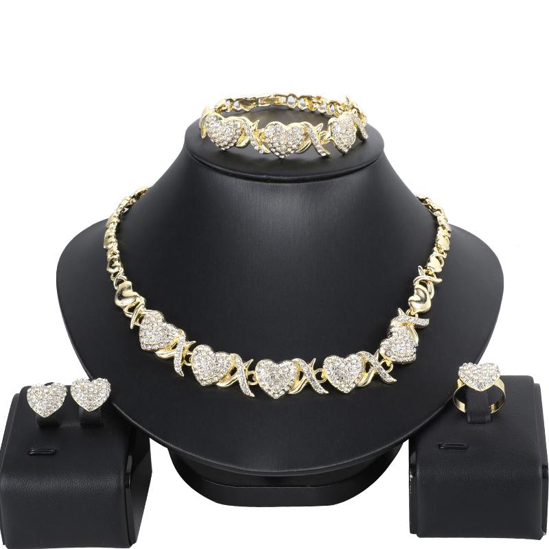 Earrings & Necklace Wholesale African Dubai Gold Bridal XO Jewelry Sets For Women Bracelet Wedding Crystal Heart-shaped, As pic
Earrings & Necklace Wholesale African Dubai Gold Bridal XO Jewelry Sets For Women Bracelet Wedding Crystal Heart-shaped, As pic