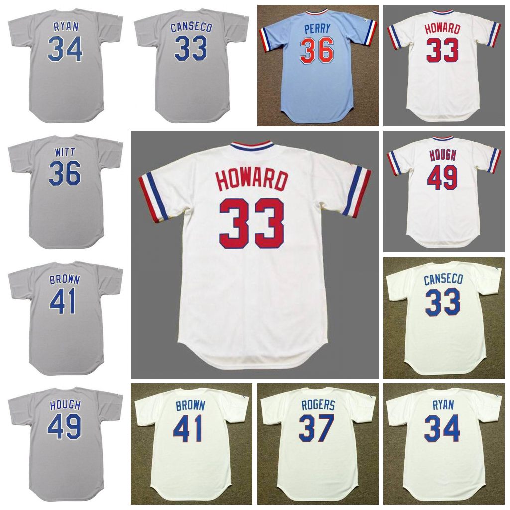 Texas Vintage Baseball Jersey 33 FRANK HOWARD 1972 JOSE CANSECO 1993 34 NOLAN RYAN 1991 36 BOBBY WITT 1990 GAYLORD PERRY 1970's 37 KENNY ROGERS 49 CHARLIE HOUGH 1982, 33 jose canseco 1993 grey
Texas Vintage Baseball Jersey 33 FRANK HOWARD 1972 JOSE CANSECO 1993 34 NOLAN RYAN 1991 36 BOBBY WITT 1990 GAYLORD PERRY 1970's 37 KENNY ROGERS 49 CHARLIE HOUGH 1982, 33 jose canseco 1993 grey