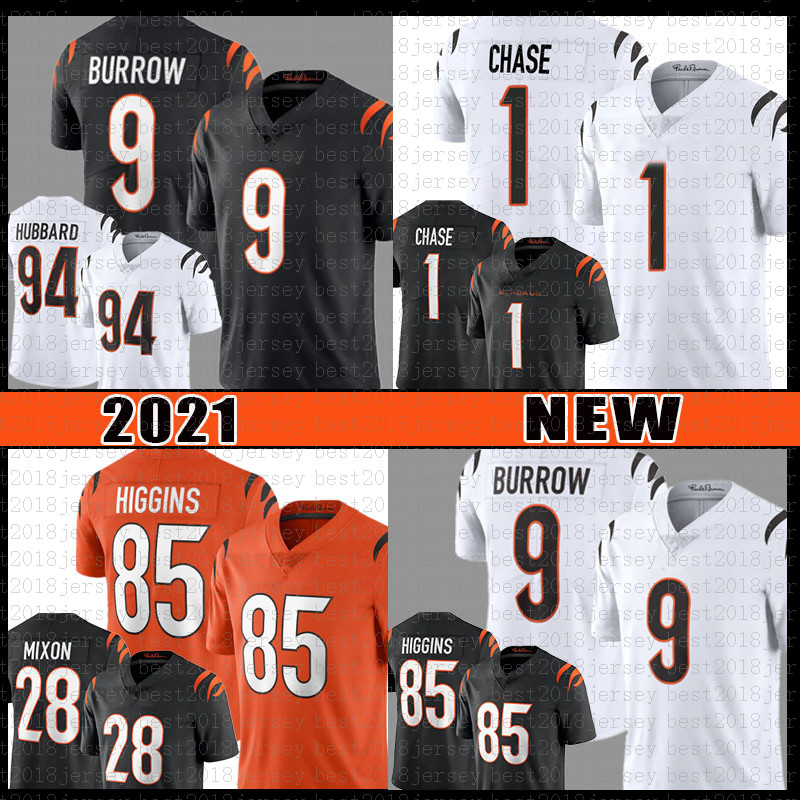 9 Joe Burrow 1 Ja'Marr Chase Tee Higgins Joe Mixon Football Jersey Tyler Boyd Sam Hubbard A.J. Green Cincinnati Bengals Boomer Austin Seibert Trey Hopkins Esiason, Patch + women size s-xxl