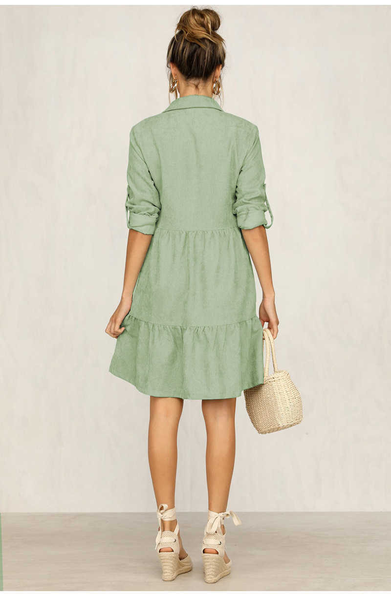 Yhzbhzym Shirt Dress Women Turn Down Office Long Sleeve Mini Dress Elegant Blue Sexy Party Dresses Vestidos De Mujer Bing 210630