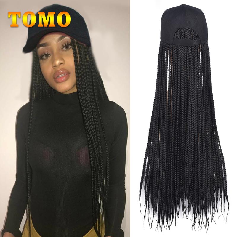Synthetic Wigs Ombre Box Braids Wig Baseball Cap With 24inch Long Boxed Braiding Hair Heat Resistant For Women Girls