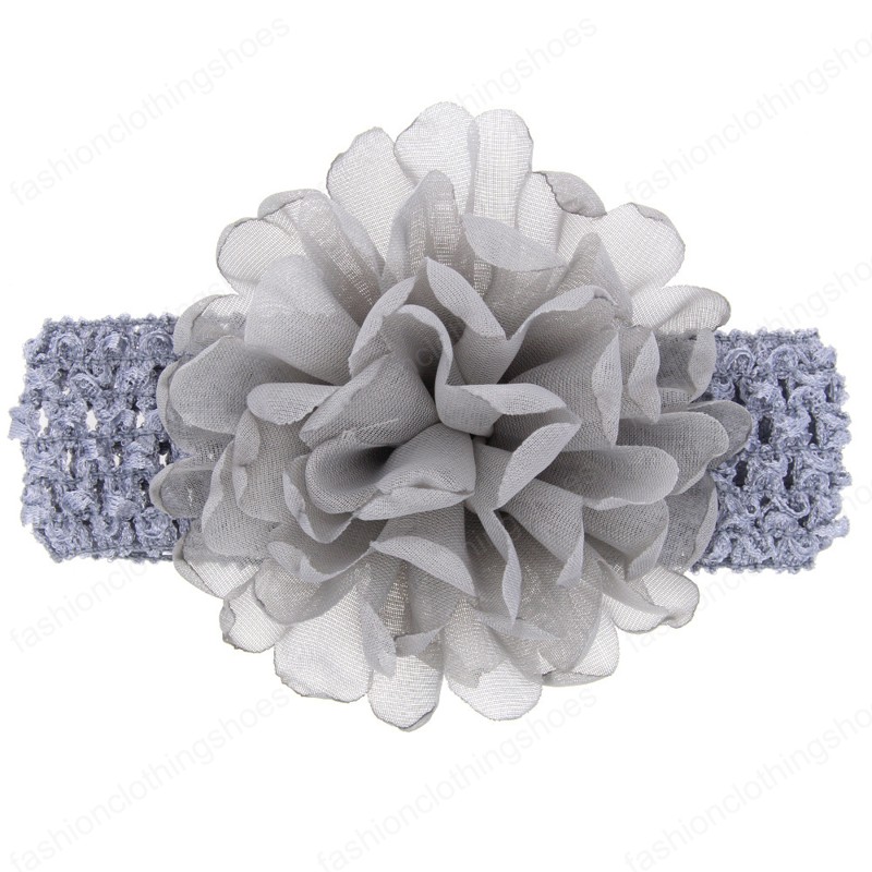 Solid Color Handmade Crochet Elastic Wide Hairband Fashion Chiffon Flower Infant Headband DIY Party Decoration Birthday Gifts