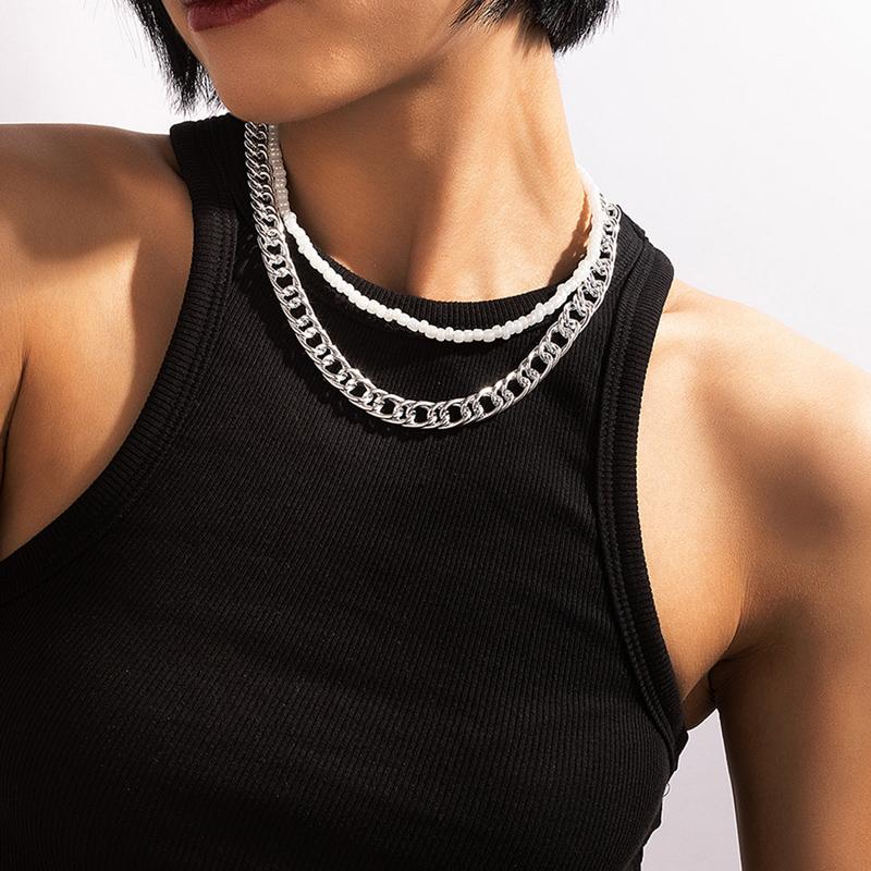 Pendant Necklaces 2pcs/set Trendy White Beaded Clavicle Chain Choker Silver Color Hollow Geometry Necklace For Women Party Jewelry Co
Pendant Necklaces 2pcs/set Trendy White Beaded Clavicle Chain Choker Silver Color Hollow Geometry Necklace For Women Party Jewelry Co